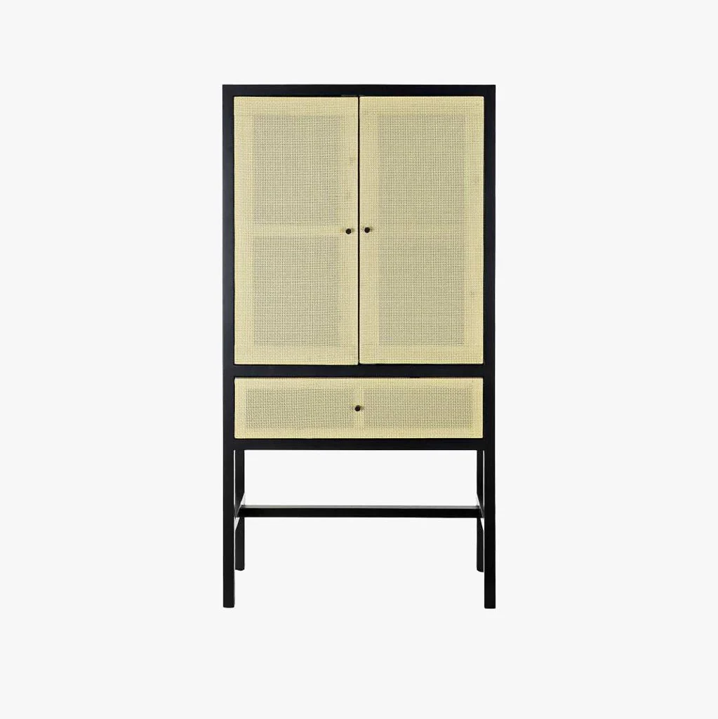 Armário de Duas Portas e Uma Gaveta Madeira de Abeto e Ratan VEREDA