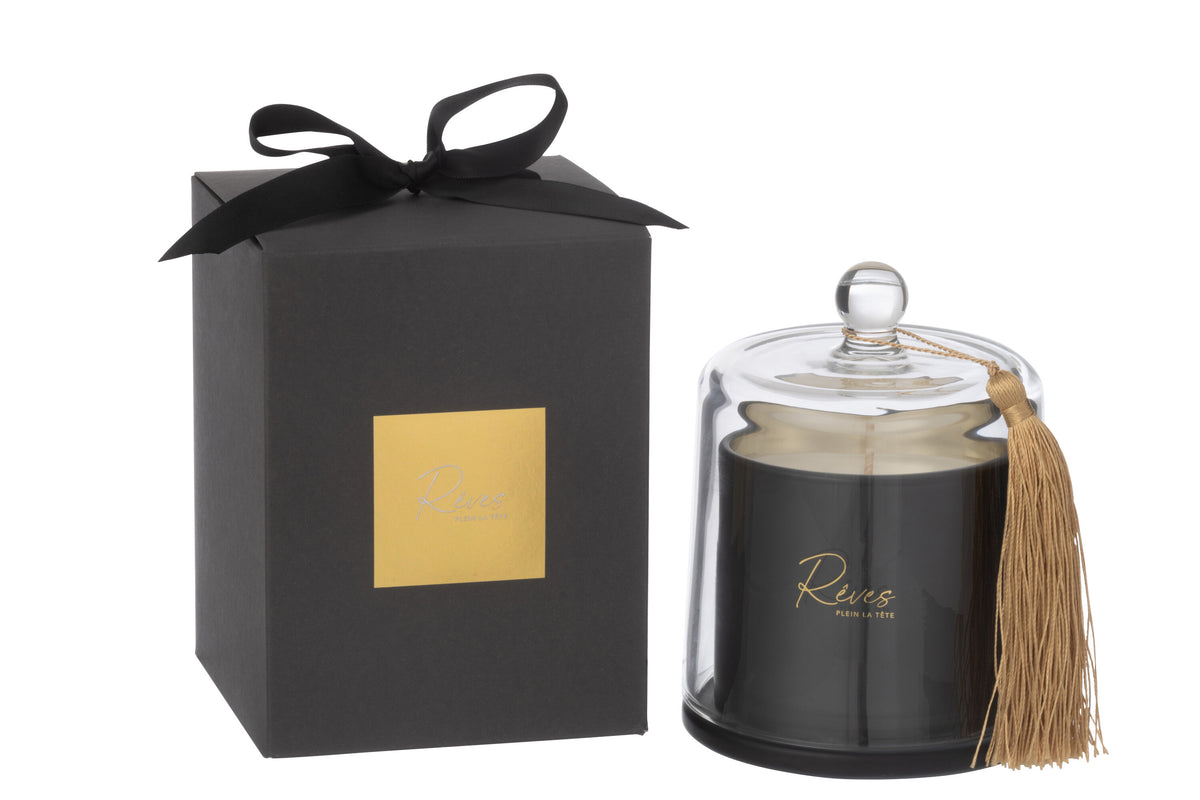 J-Line geurkaars Stolp Rêves Noir - Rainbow Reef - glas - zwart - large - 65U