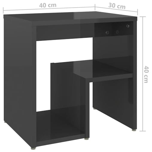 NNEVL Bed Cabinets 2 pcs High Gloss Grey 40x30x40 cm Chipboard