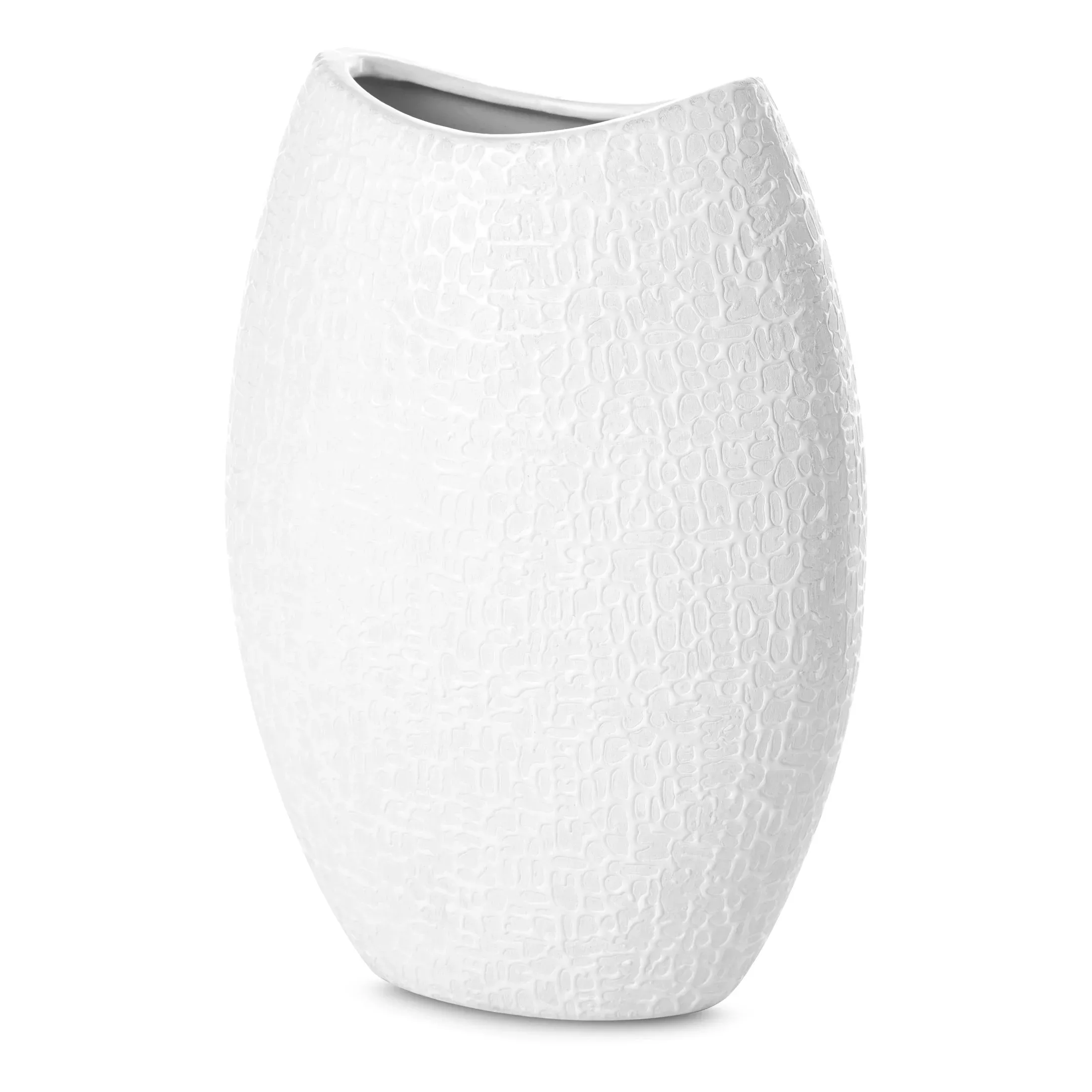 Wazon ceramiczny biały z drobnym wzorem 18x9x26 cm RISO