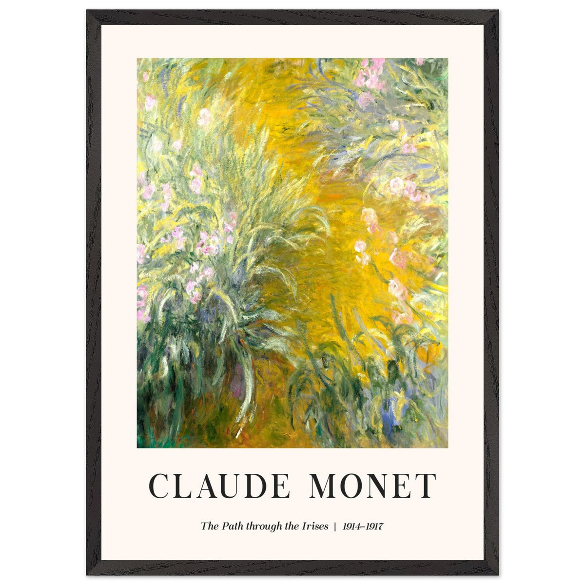 Artfulprints Poster met Lijst Claude Monet - The path through the irisis  - 50x70 cm - Groen