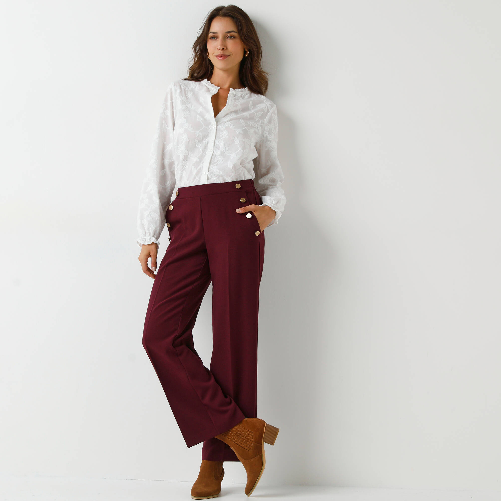 Pantalon fluide effet pont