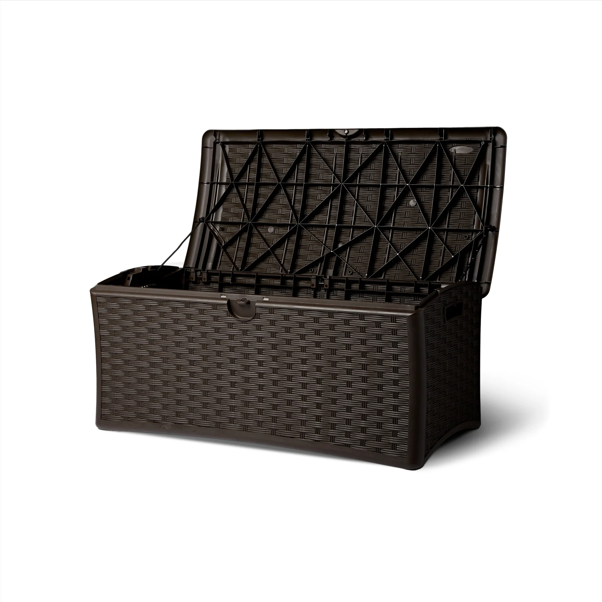 Suncast 72 Gallon Capacity Resin Wicker Outdoor Patio Storage Deck Box, Brown - 30.8