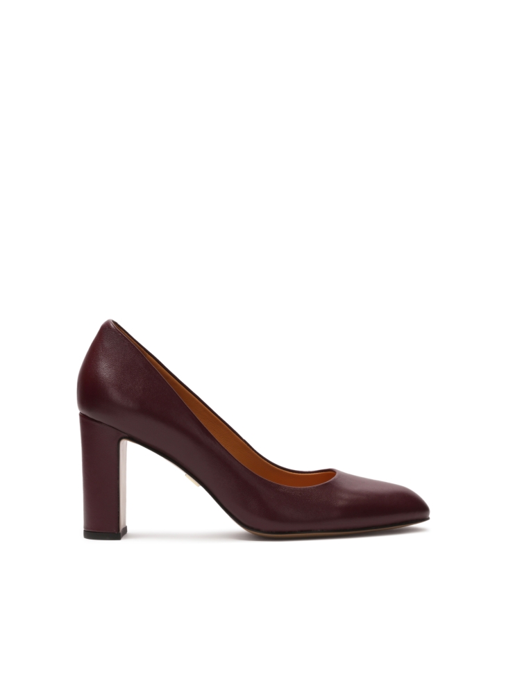 Maroon pumps with rounded noses
