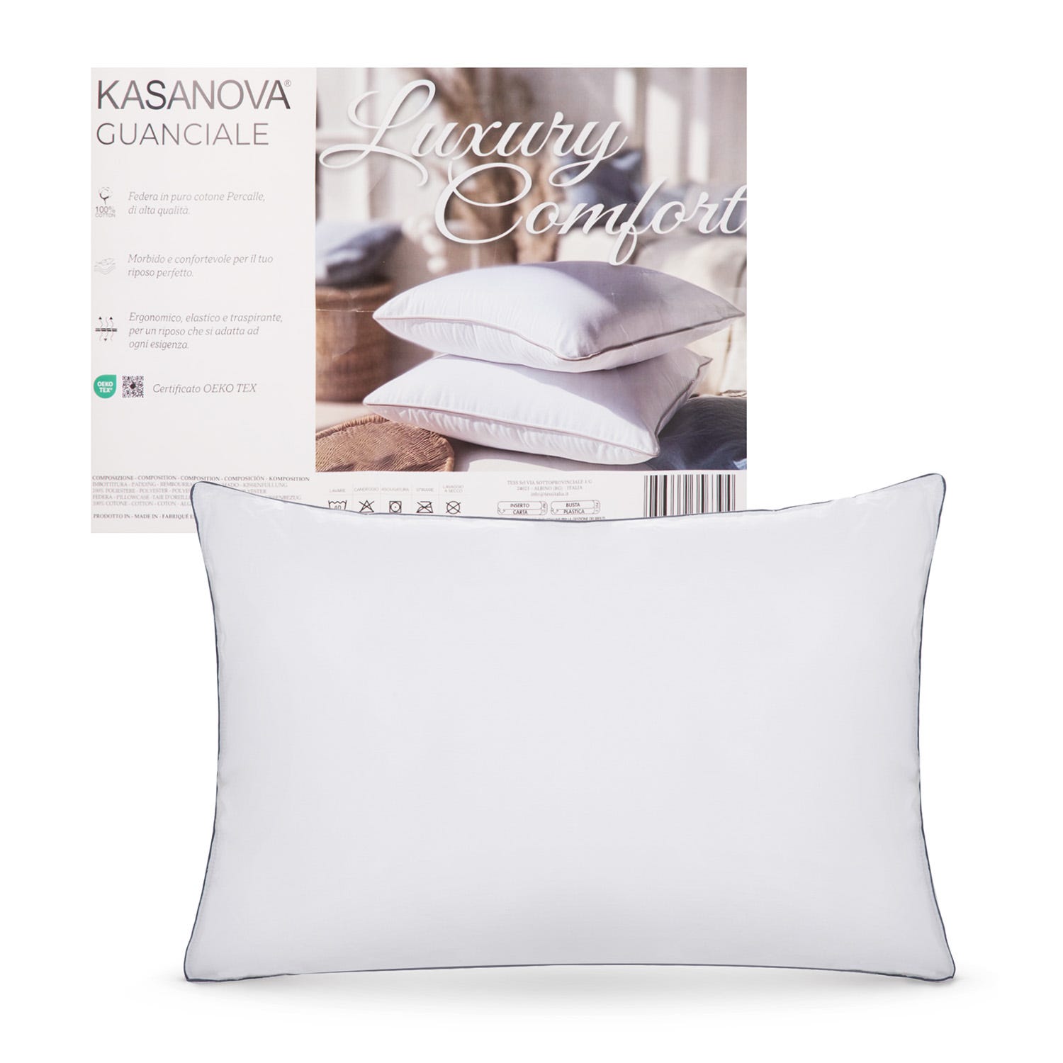 Cuscino guanciale percalle Luxury Comfort
