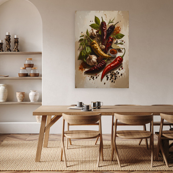 Obraz do kuchni jadalni restauracji, Czerwone papryczki przyprawy 20x30