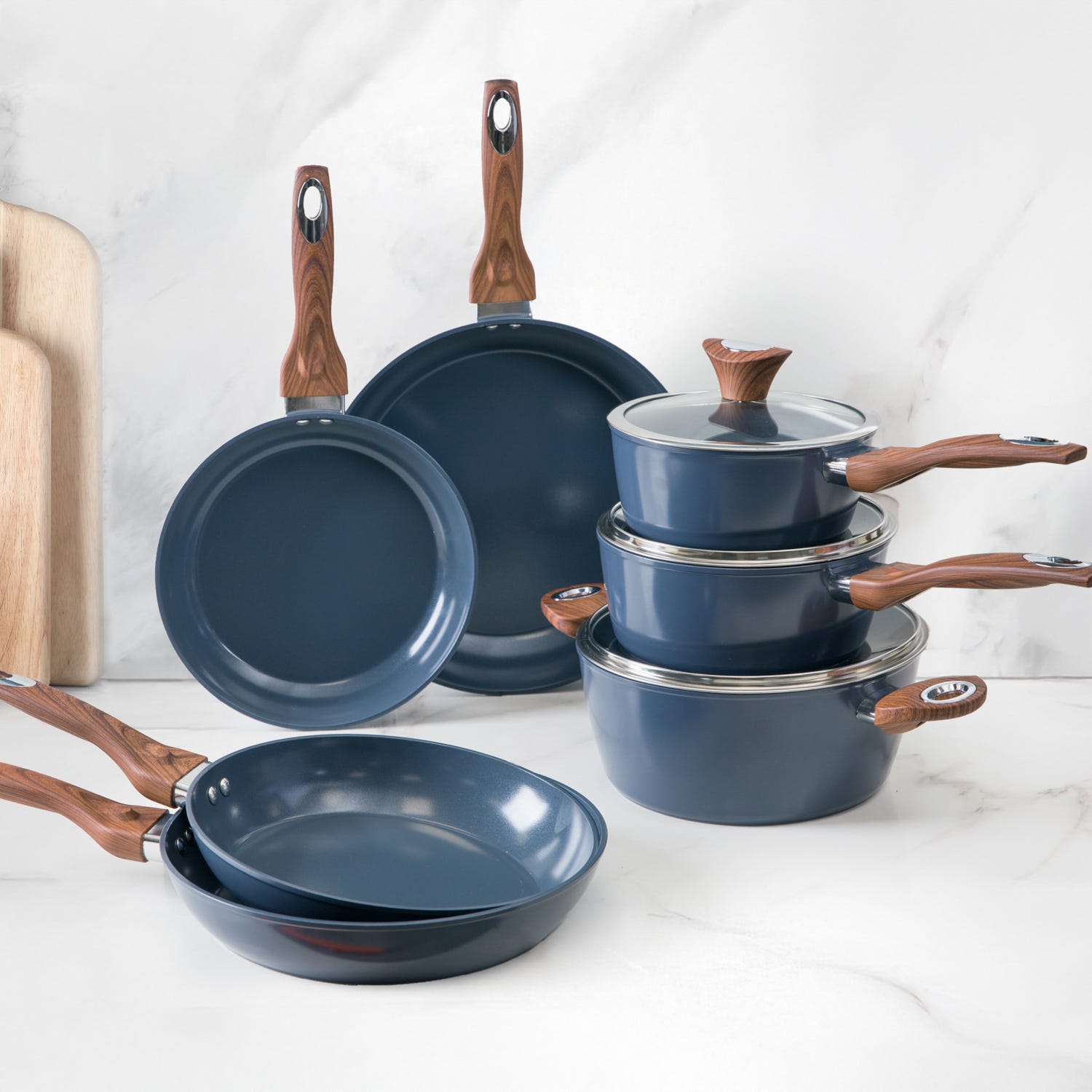 Batteria pentole 10 pezzi ceramica ottanio New Ceramic