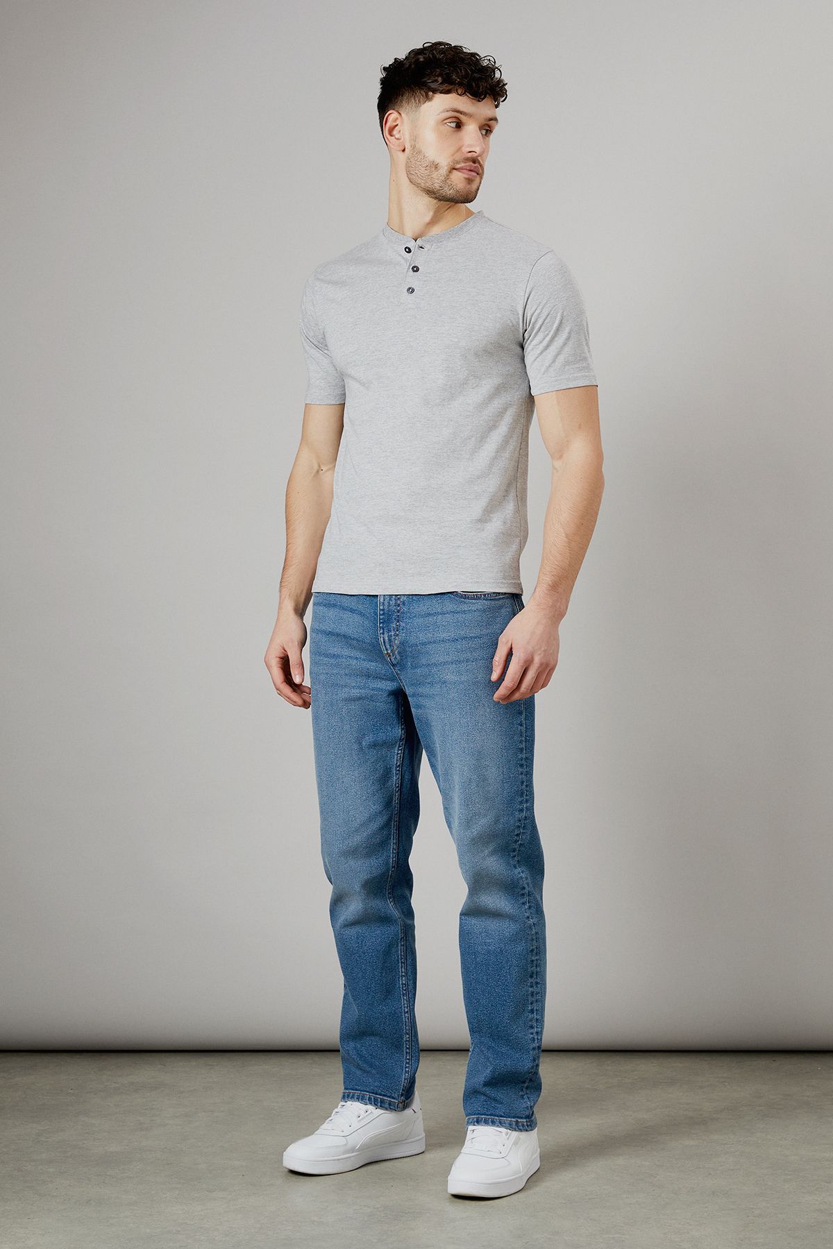 Burton Grey Marl Grandad Neck T-Shirt