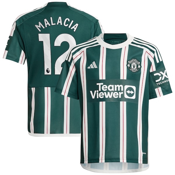 Tyrell Malacia Manchester United adidas Youth 2023/24 Away Replica Player Jersey - Green