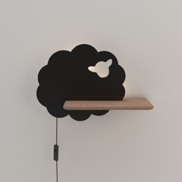 Lampa kinkiet SHEEP 5w led 4000k iq kids z przewodem z wł. i wtyczką czarny