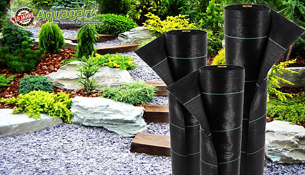 120 m² tissu de sol, film anti-mauvaises herbes, 100 g, 1 m de large, noir Aquagart