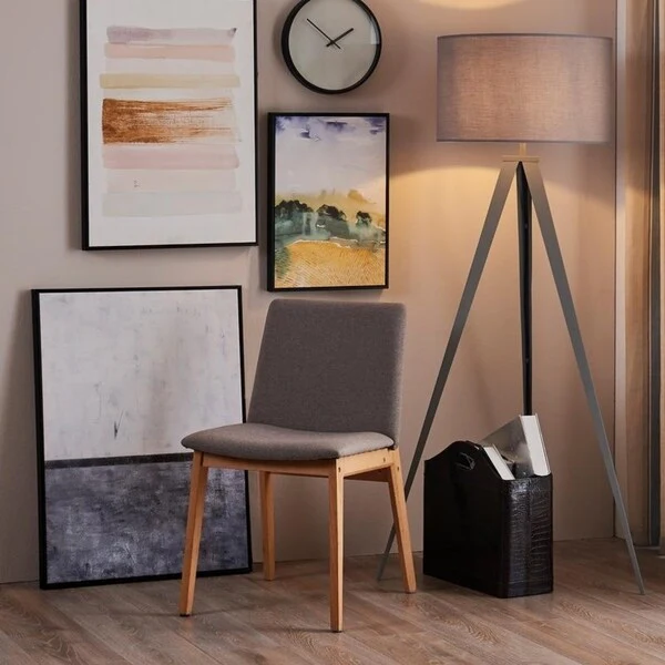 Versanora - Wilson Dining Chair - Grey/ Natural Wood