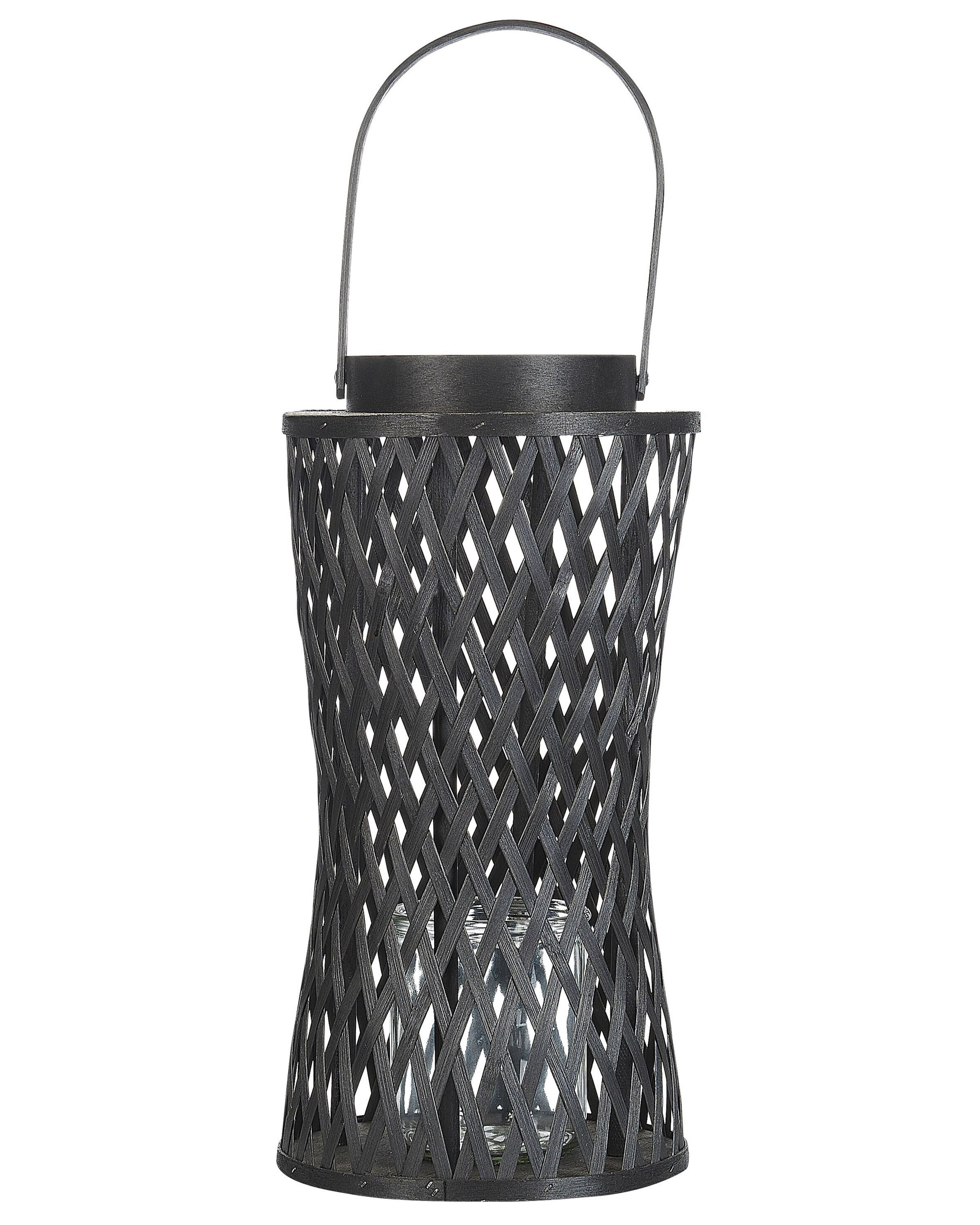 Lampion świecznik bambusowy czarny 38 cm