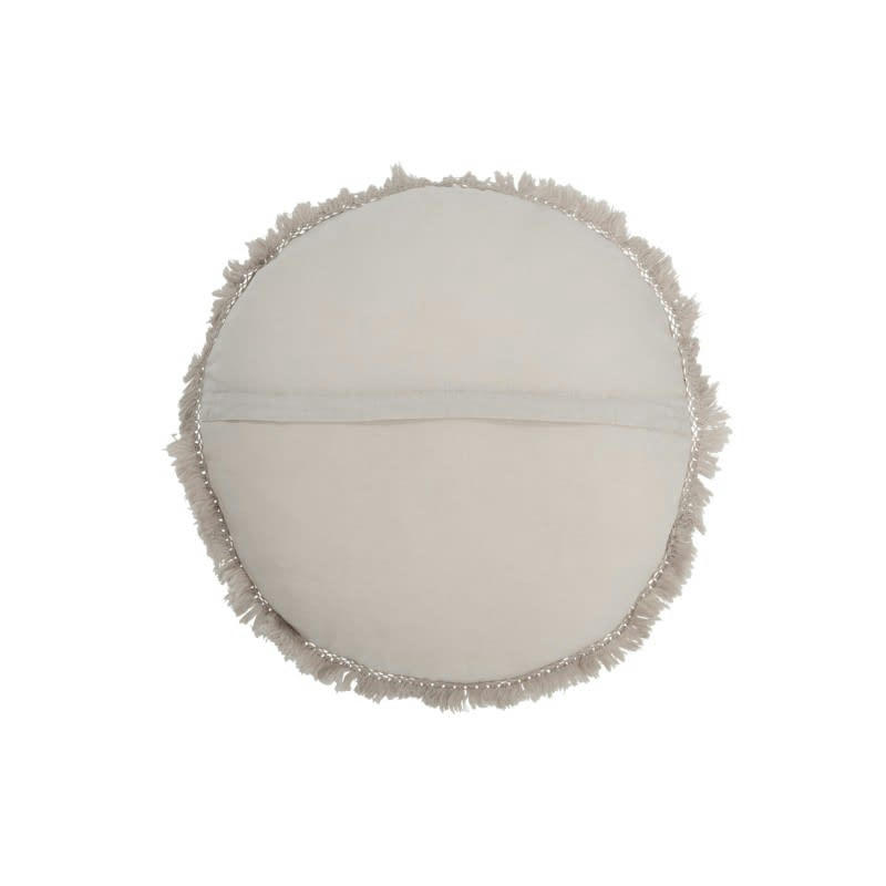 VELOURS - Coussin rond velours coton et lin gris D50cm