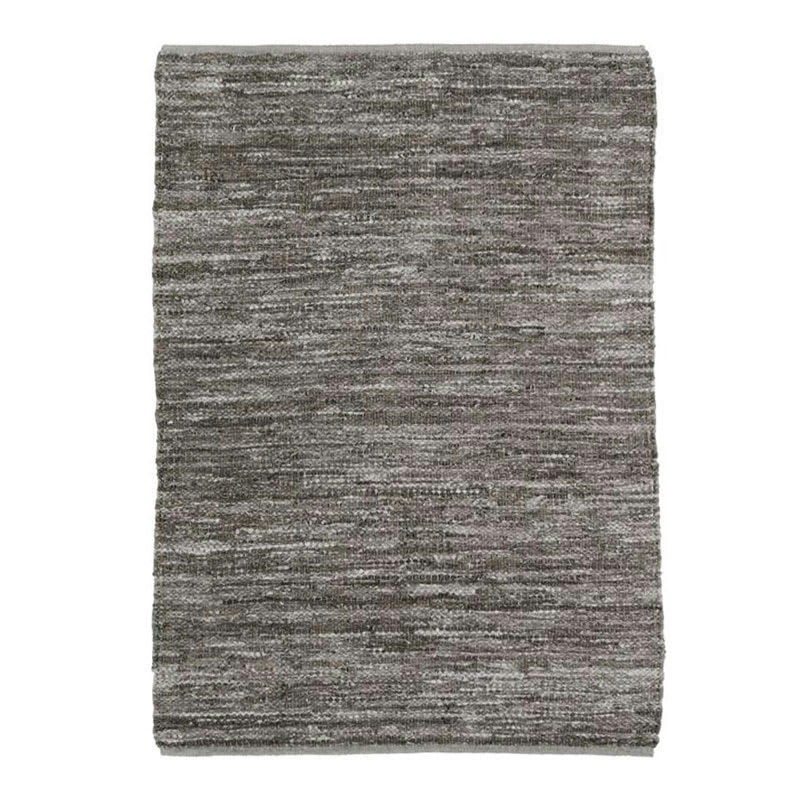 SKIN - Tapis en cuir tressé taupe 160x230