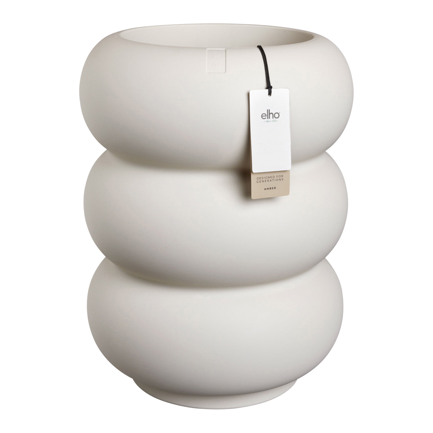 Elho Amber Roll High 43 - Linnen wit - Ø 43 x H 58 cm - Binnen en Buit