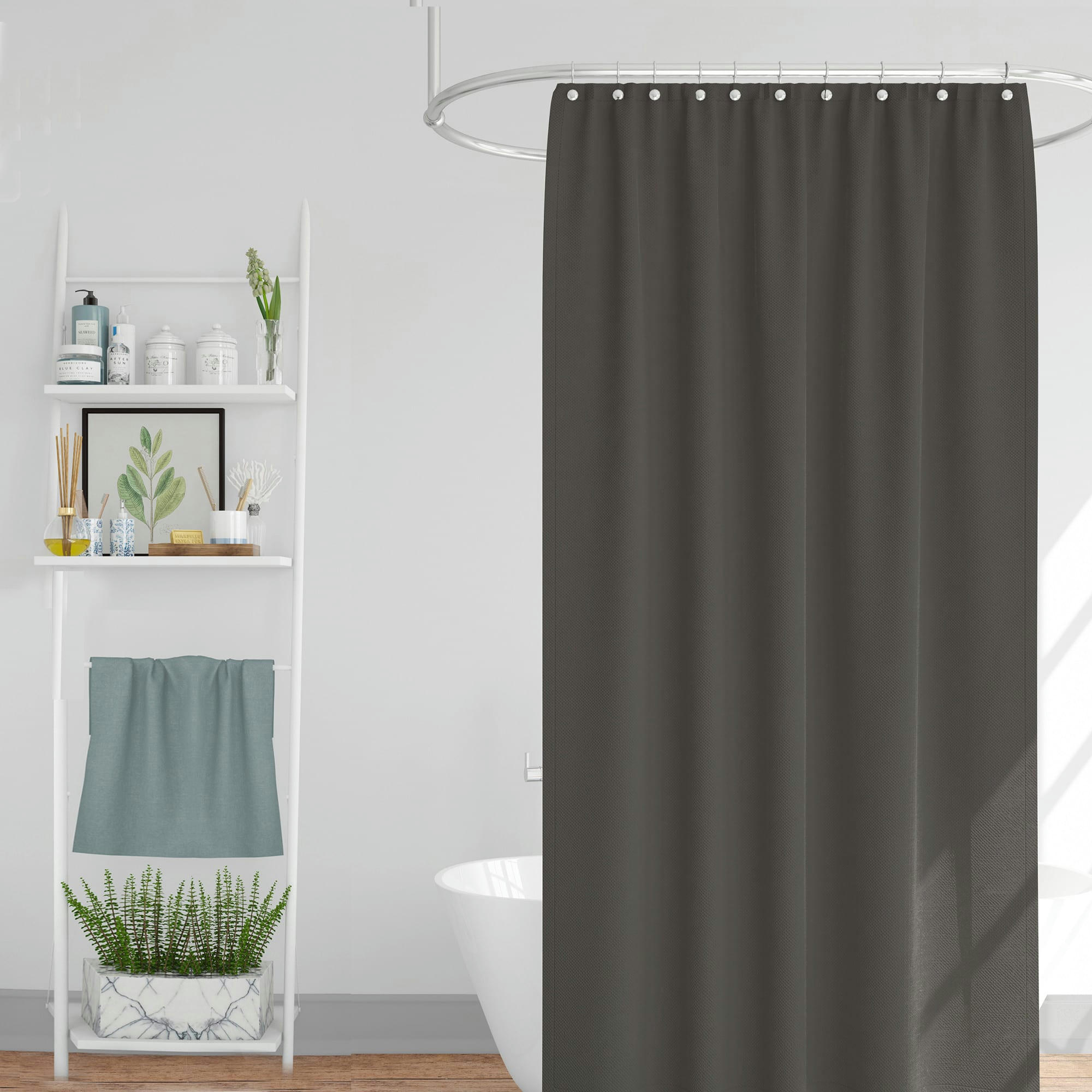 - Rideau de douche classique tissu jacquard uni gris