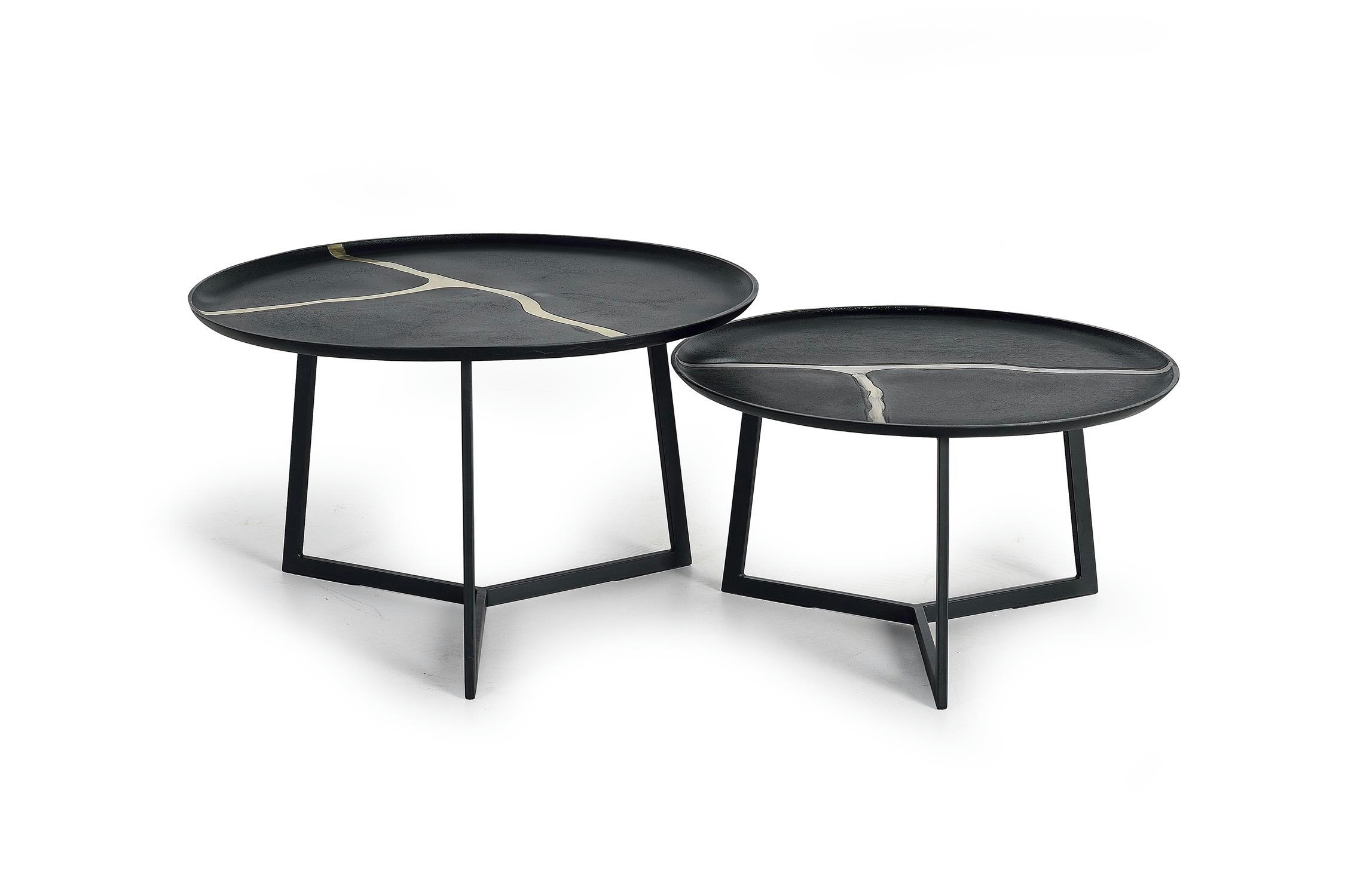 - Ensemble de 2 tables en métal peint imitation marbre