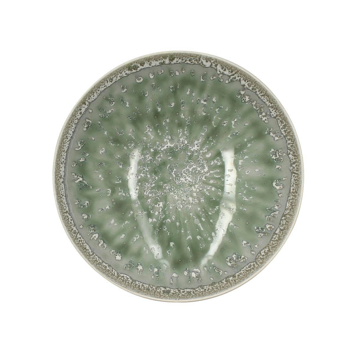 JADE - Lot de 6 assiettes calotte en porcelaine émaillée verte 21cm