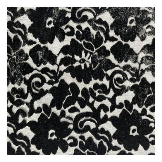 Black Floral Nylon Rayon Burnout Fabric by the Metre