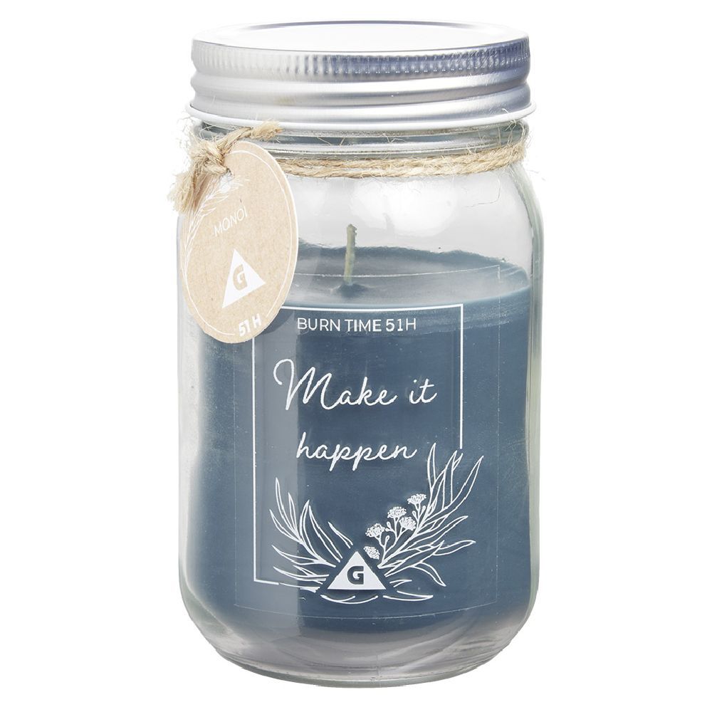 Bougie message bleue Ø7,7xH13cm