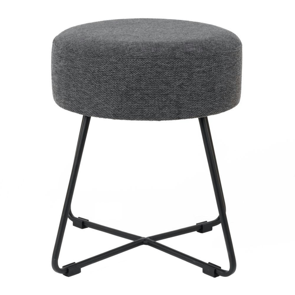 BRETT - Tabouret gris anthracite et métal noir