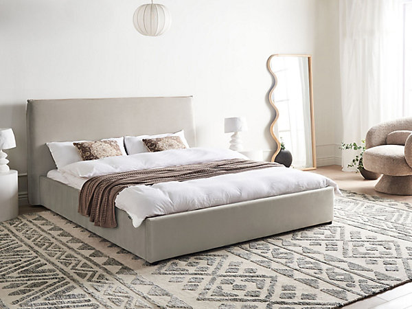 Lit avec sommier Velours LAVAUR 160 x 200 cm Taupe
