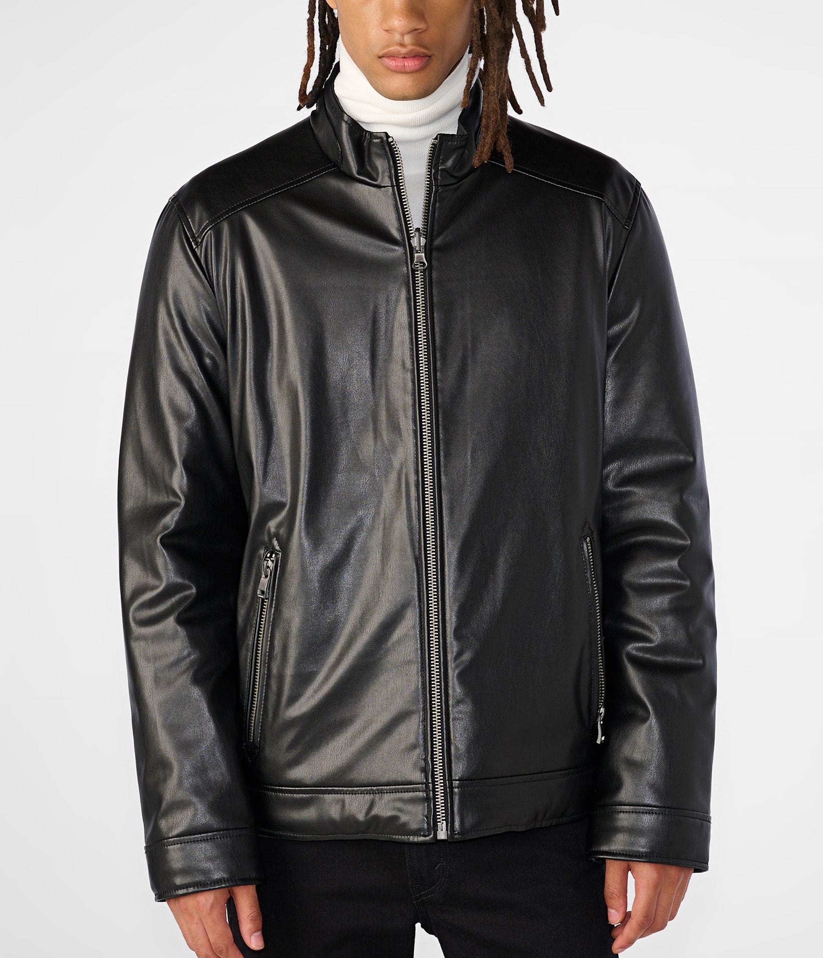 Faux Leather Reversible Puffer Jacket