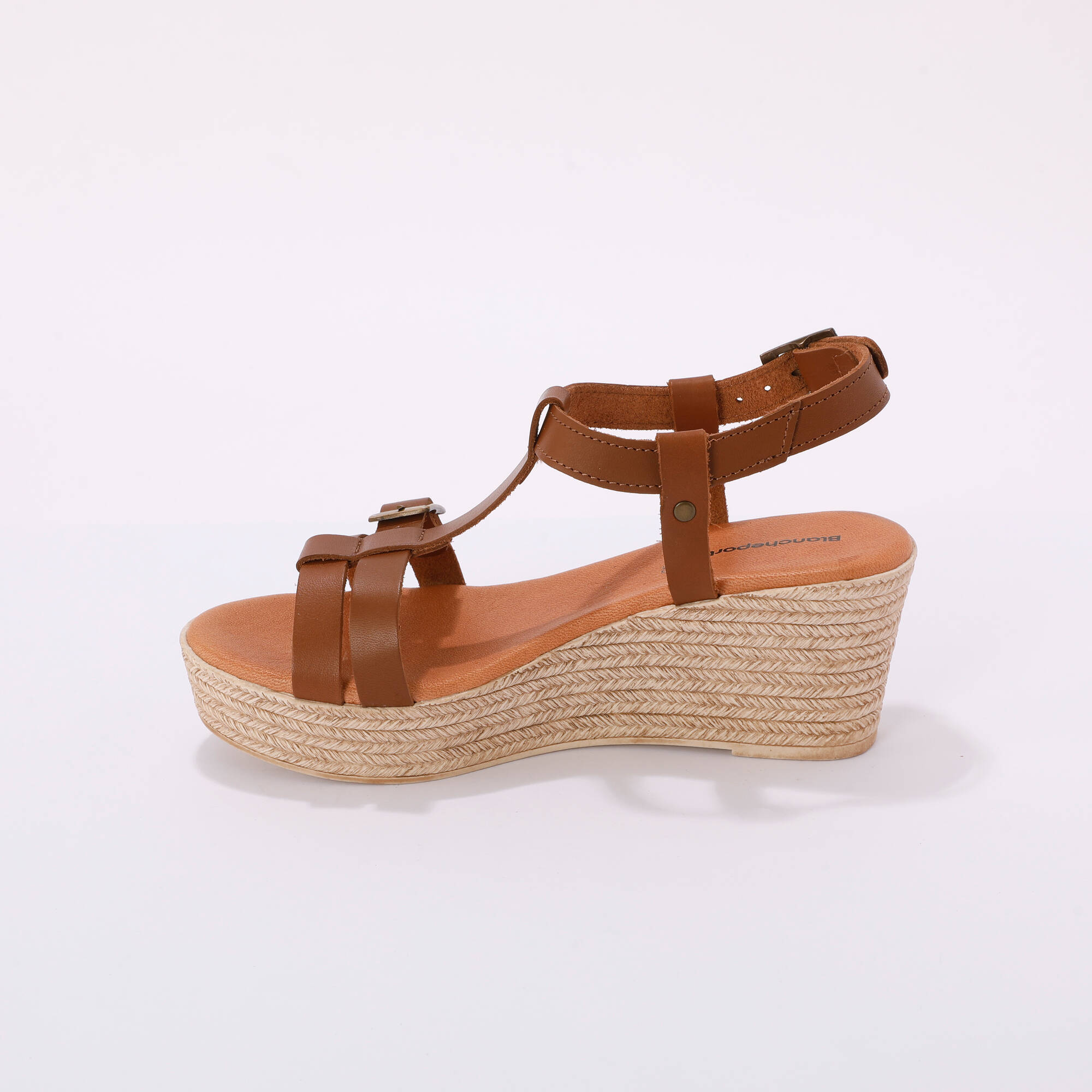 Sandales compensées en cuir