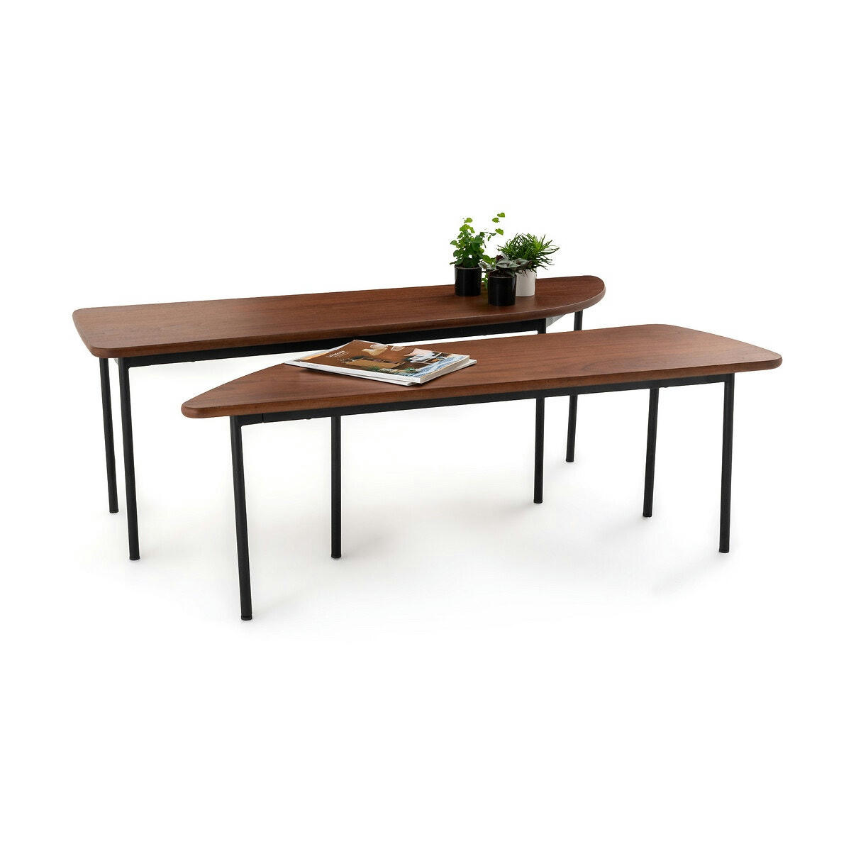 Lot de 2 tables basses noyer, Louna