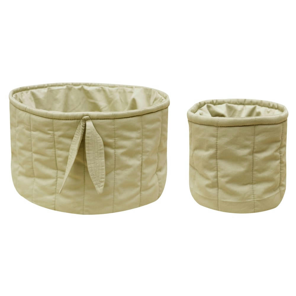 BAMBOO - Lot de deux paniers matelassés - Bambie Olive 20x30x30 cm