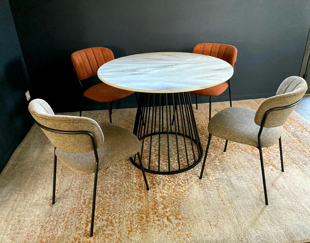 BELLAGIO - 2 Chaises de repas tissu marron