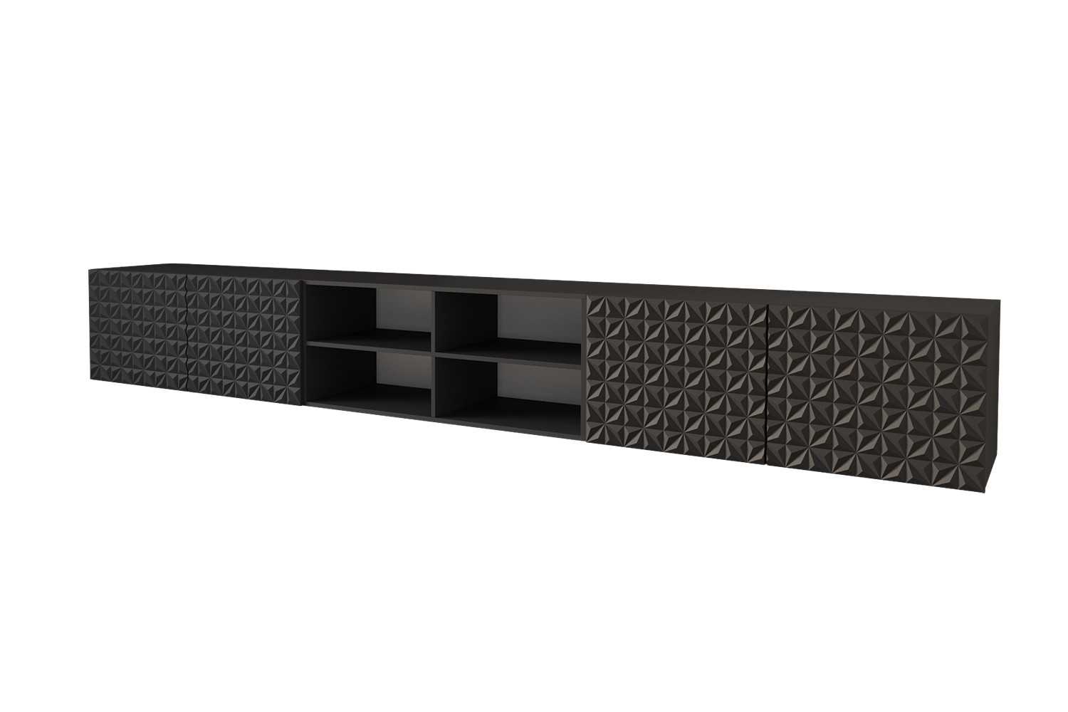 Szafka RTV z frezowanymi frontami wisząca VIRA-W - 3x100x40x40 cm - Czarny