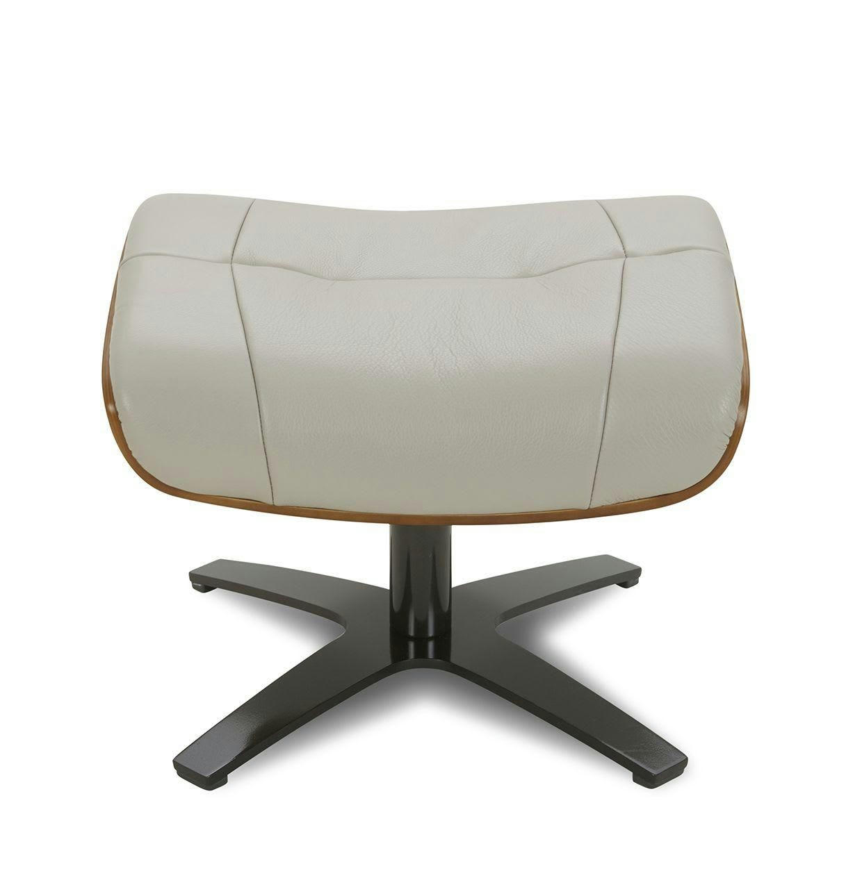 NAOS - Pouf en cuir et chêne Naturel - Cuir Gris