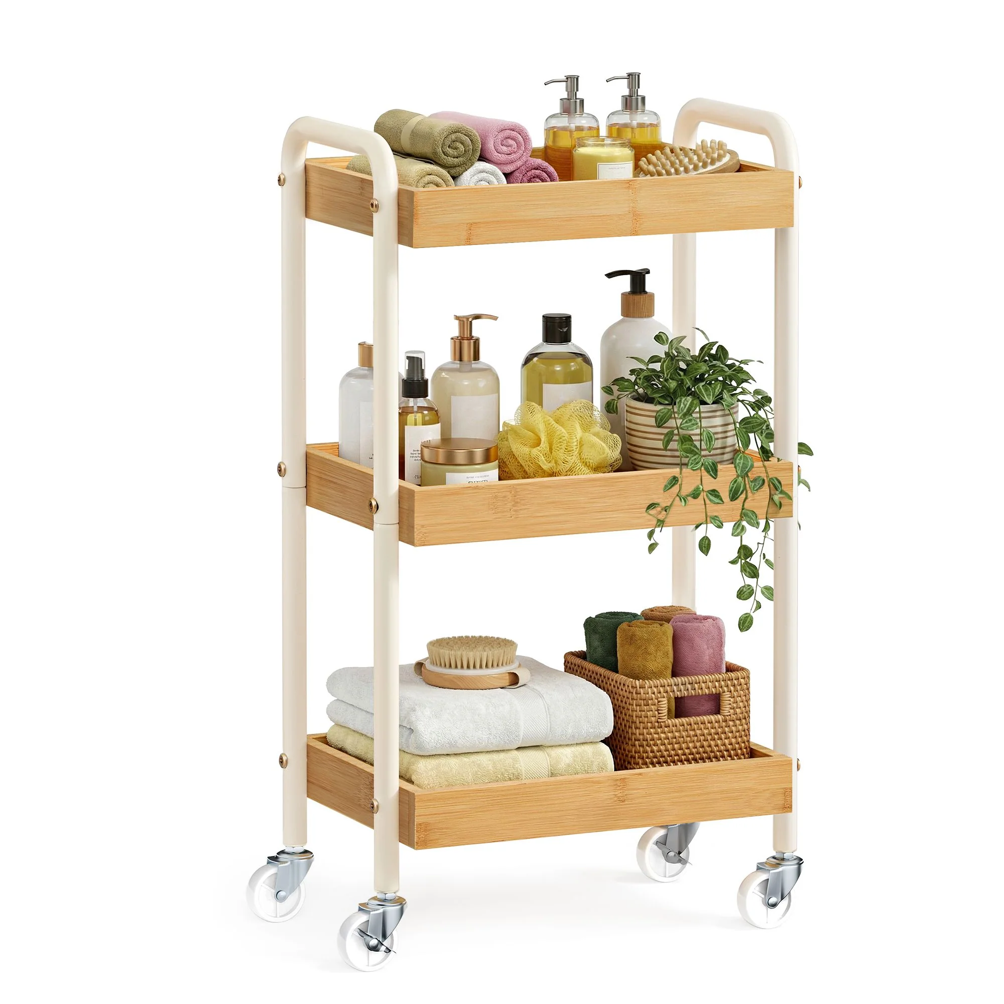 Chariot de rangement à roulettes pour cuisine et salle de bain