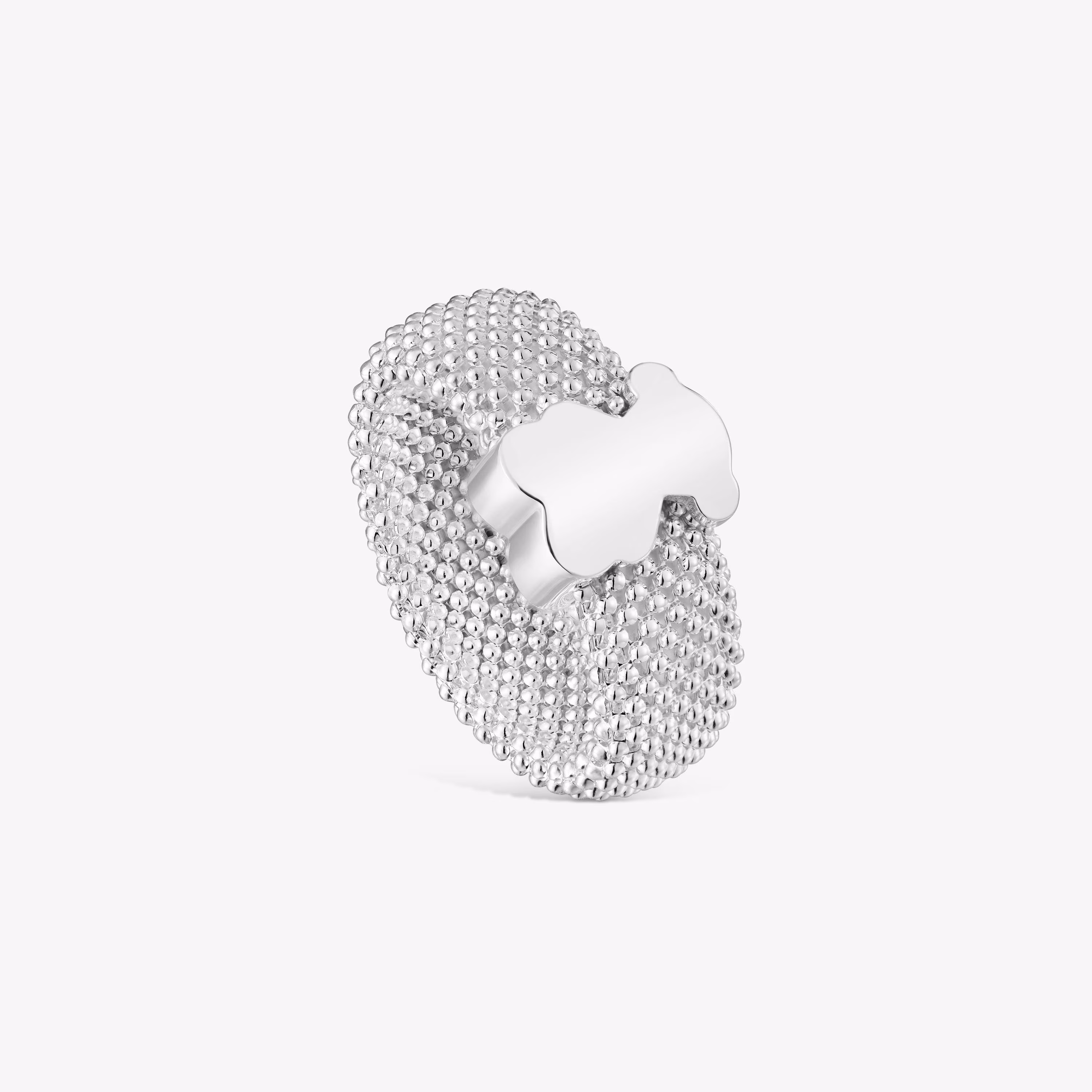 Anillo de plata motivo oso 10 mm Icon Mesh