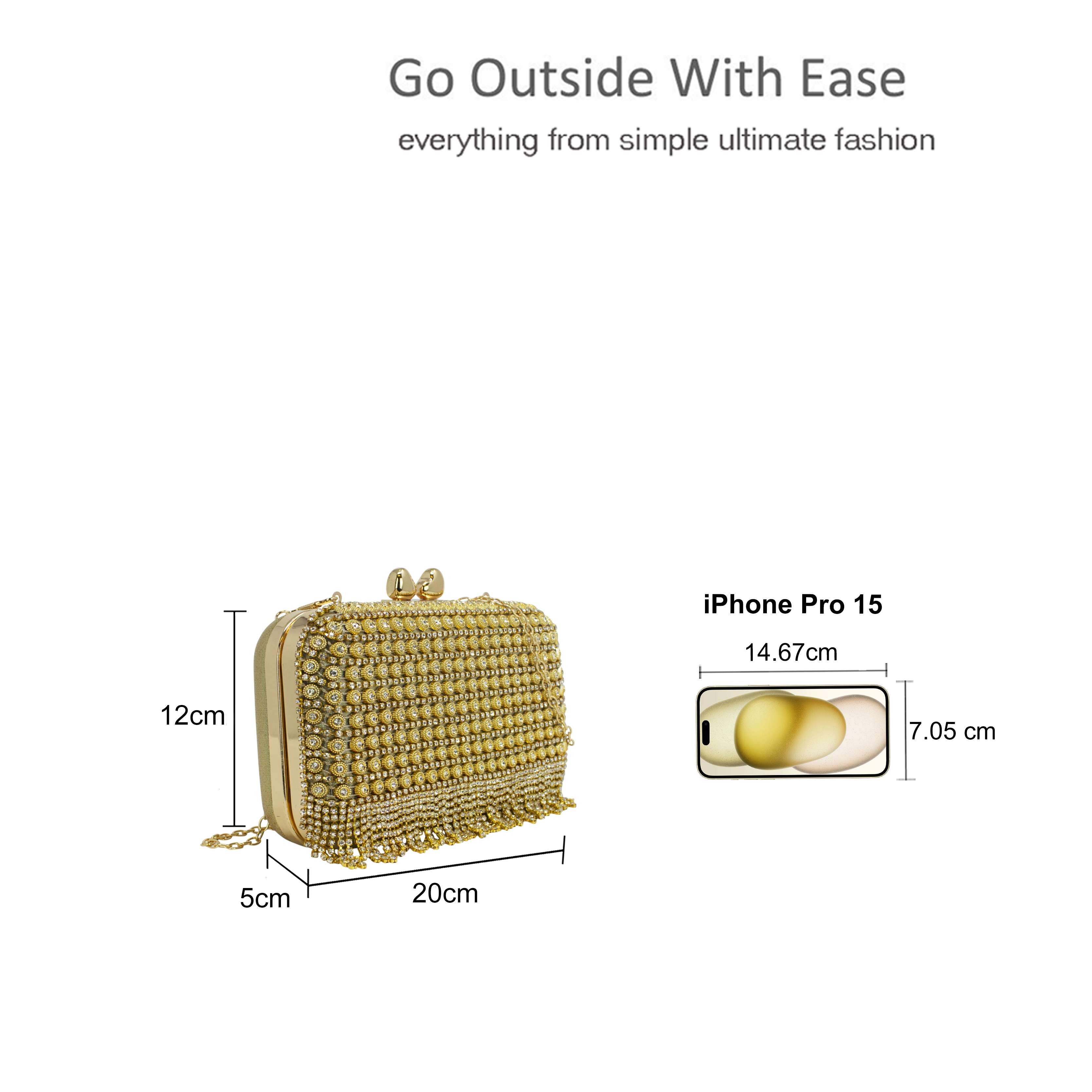 Kitise Rhinestone Diamante Tassel Evening Clutch Bag