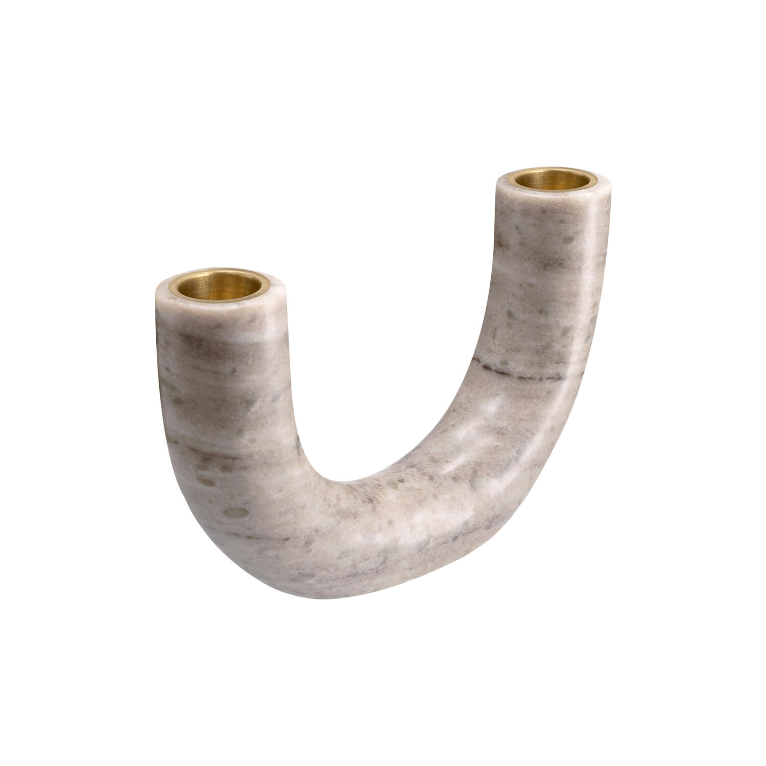 Marble double candleholder, desert beige