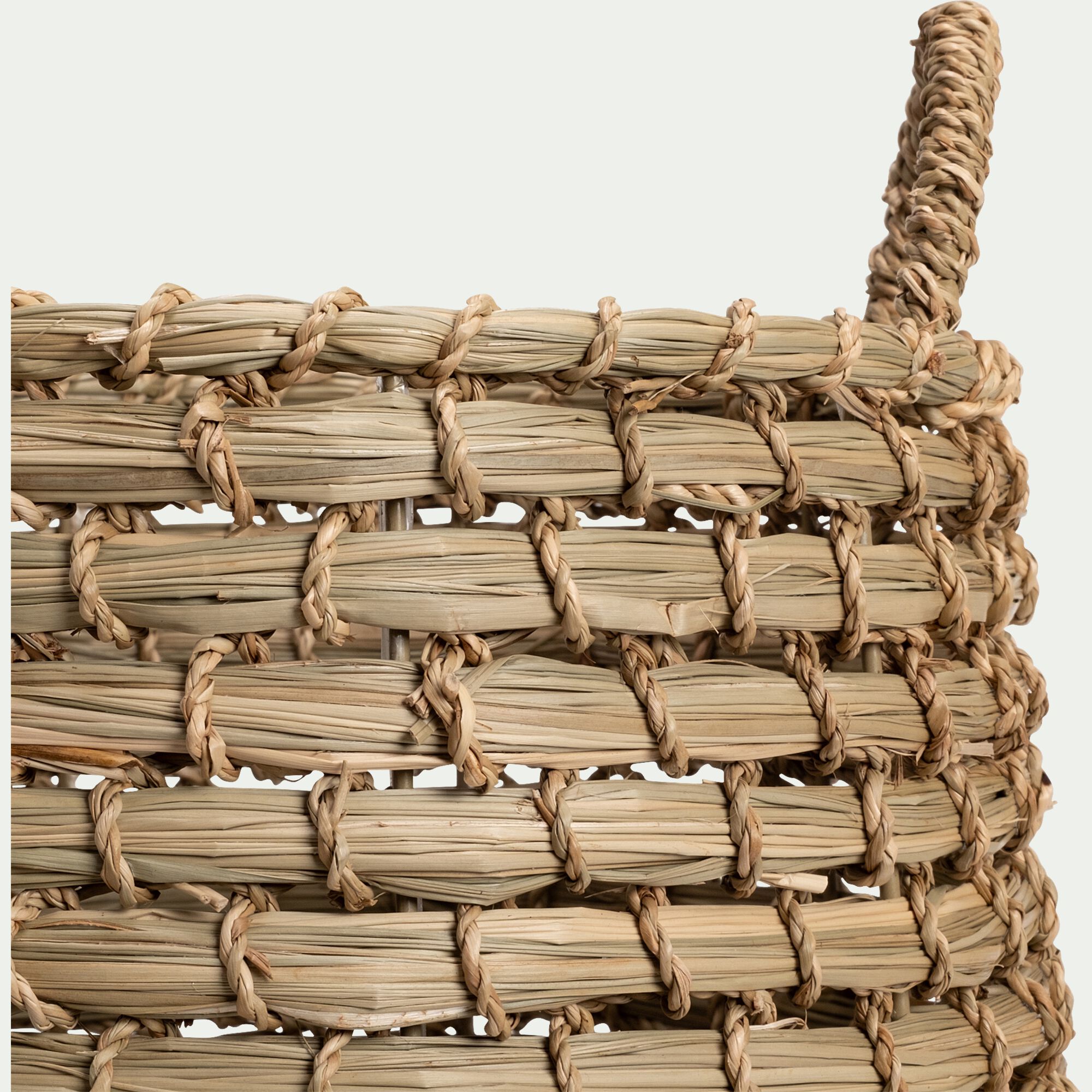 SAFI - Panier déco tressé en jonc de mer H24cm - naturel