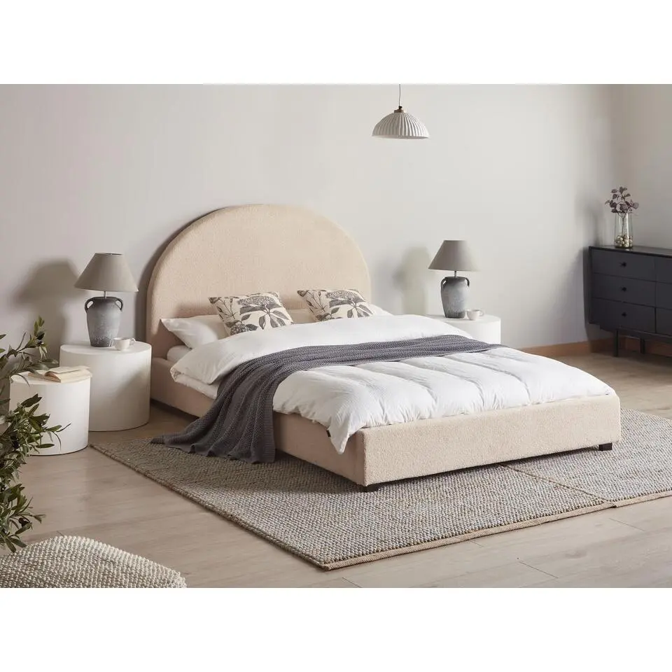 VAUCLUSE - Tweepersoonsbed - Beige - 140 x 200 cm - Boucl&eacute;