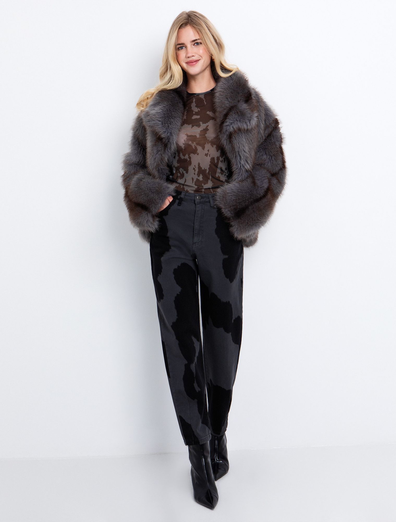 Faux γούνα με γιακά