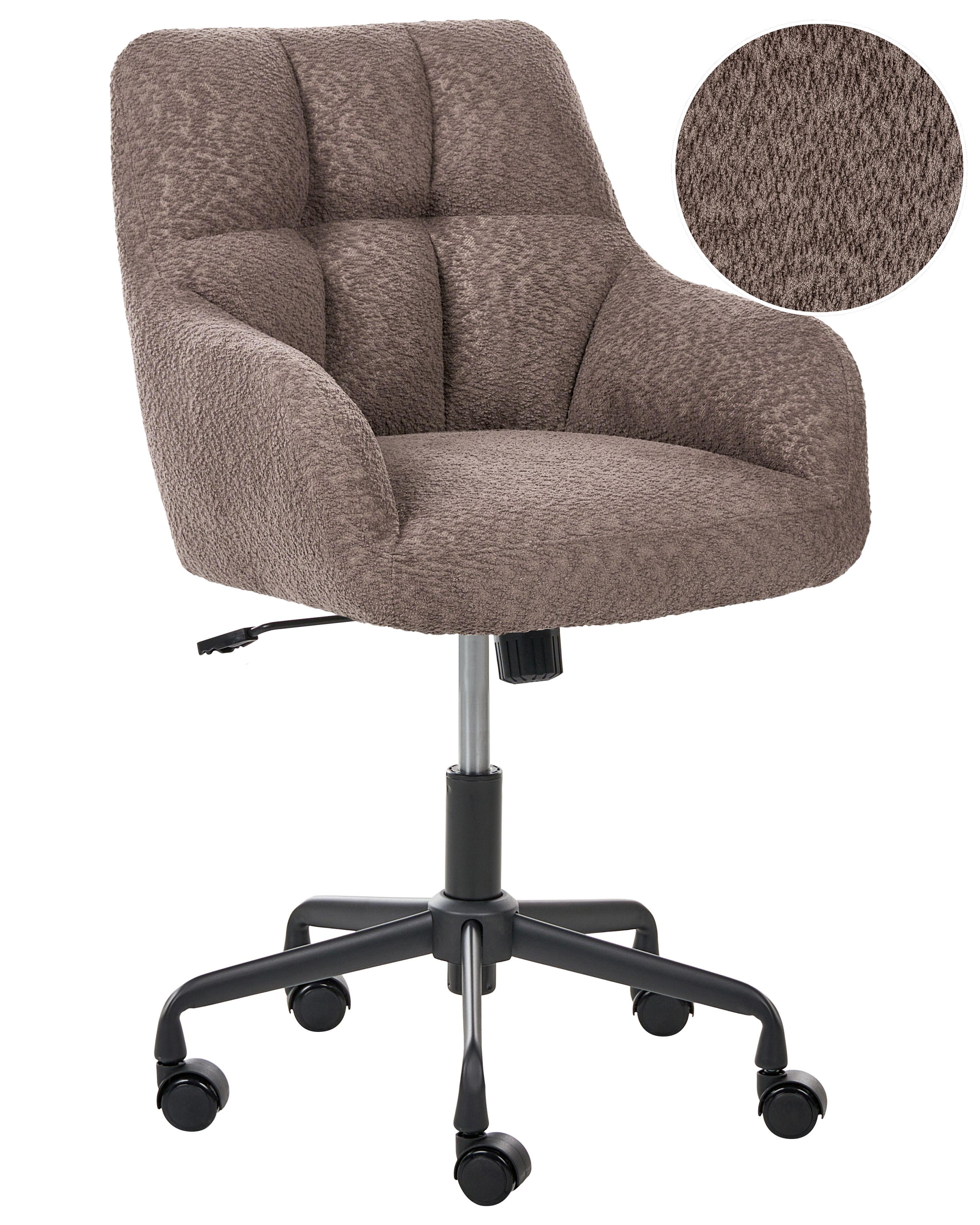 Desk Chair PALMDALE Boucle Dark Brown