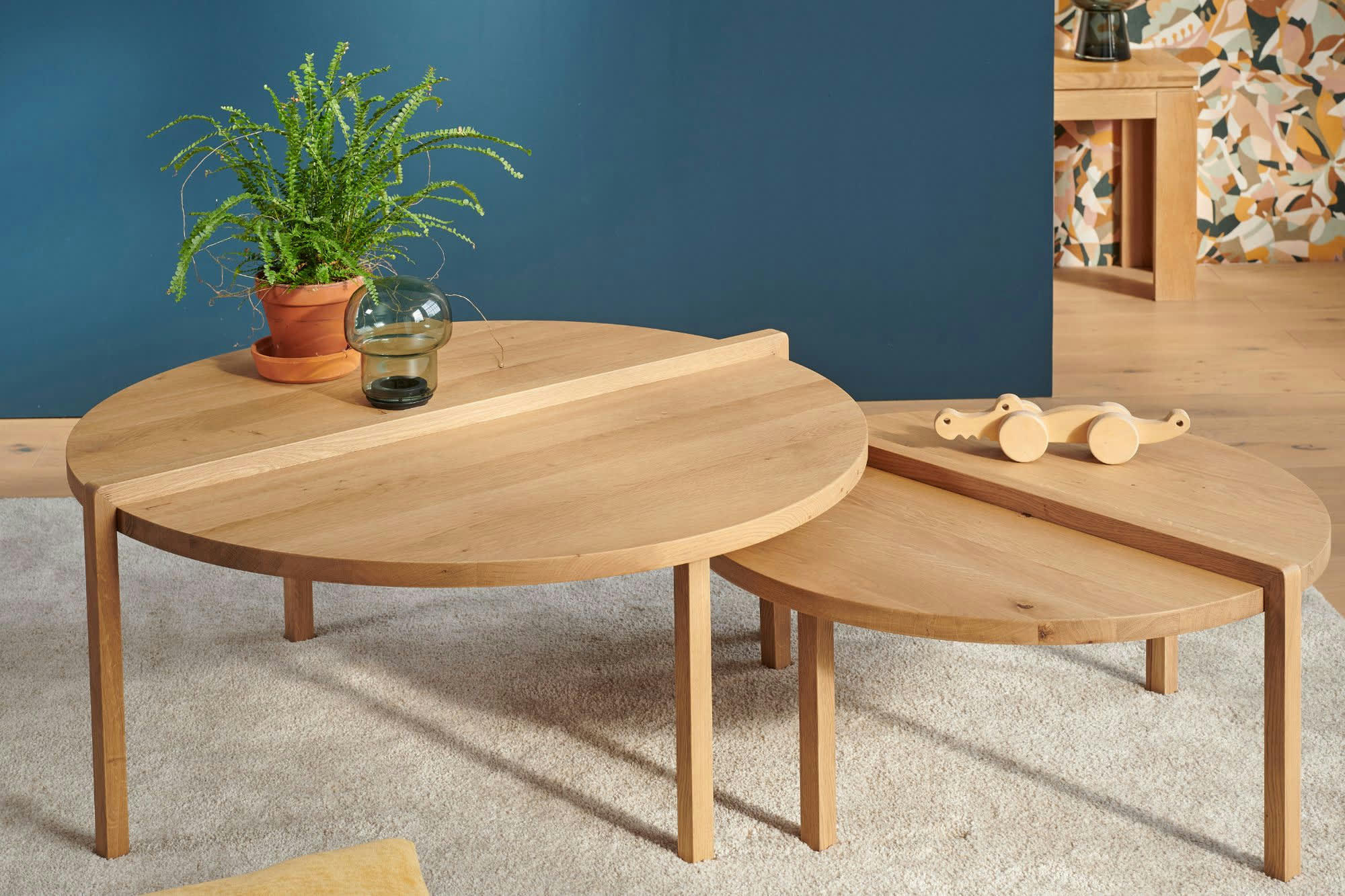 ALICE - Tables basses gigognes rondes en bois massif D71/D90