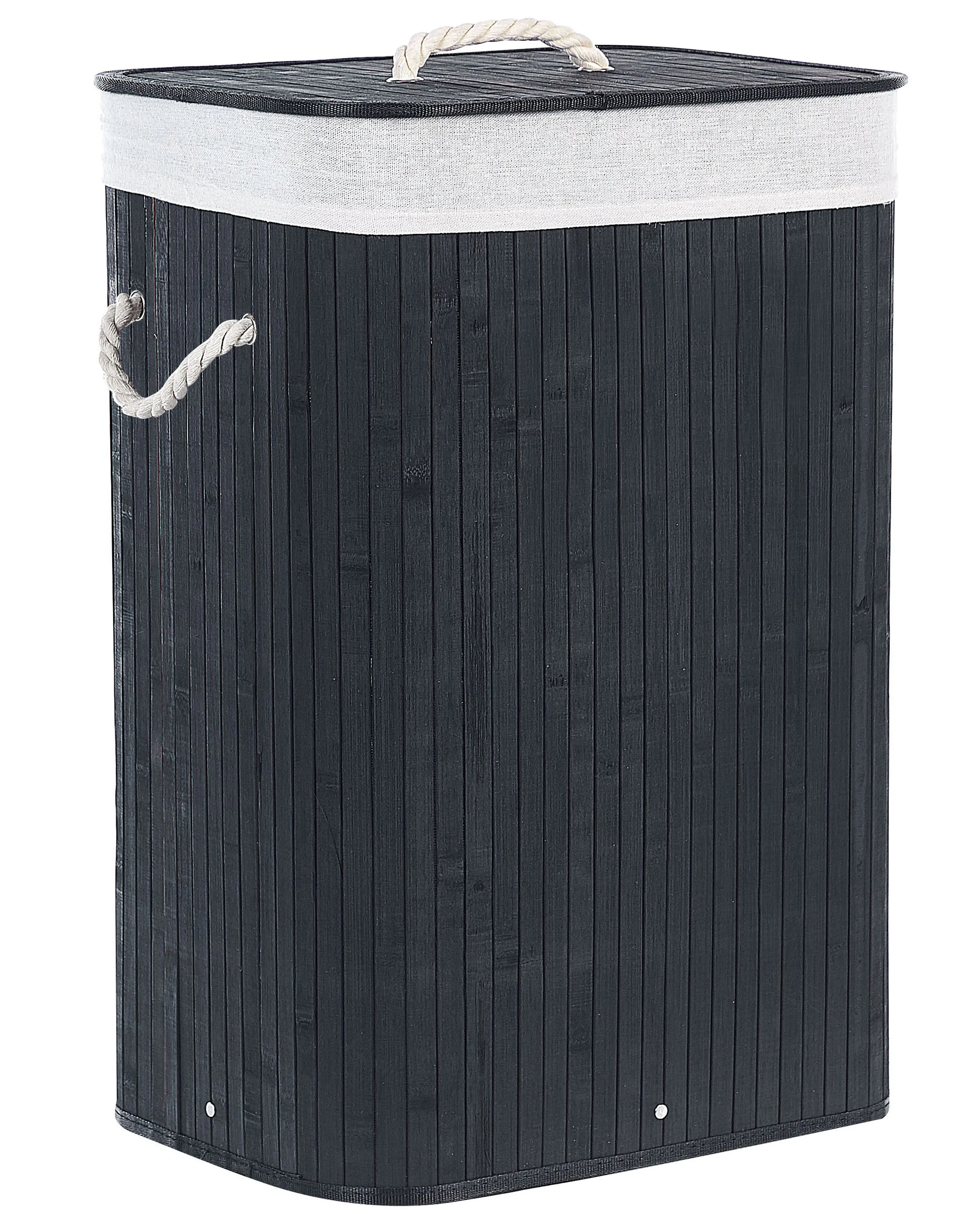Laundry Basket KOMARI Bamboo Black 72 L