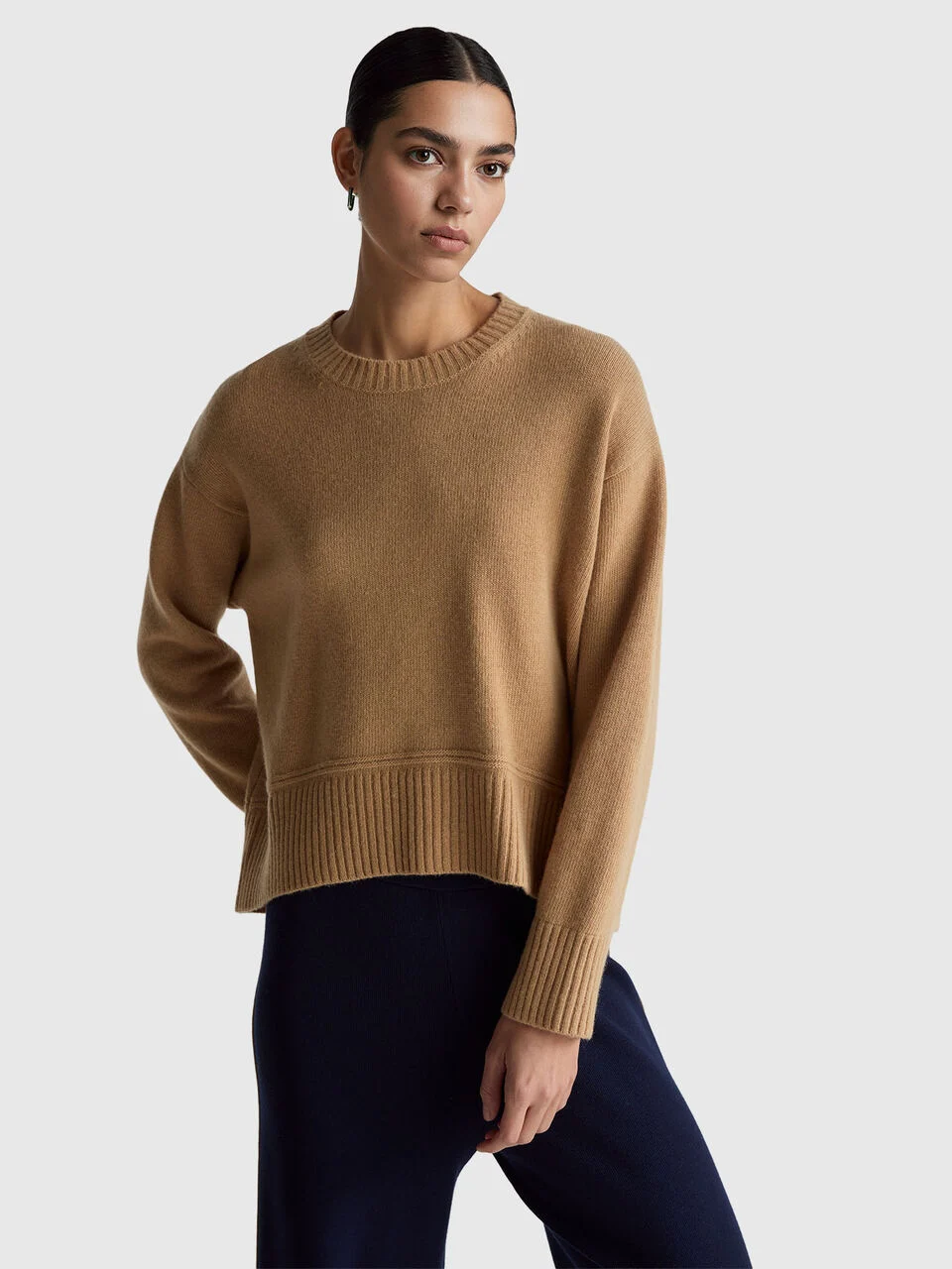 Boxy fit sweater in wool blend