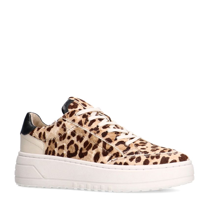 Manfield Leopard sneakers met ponyhair