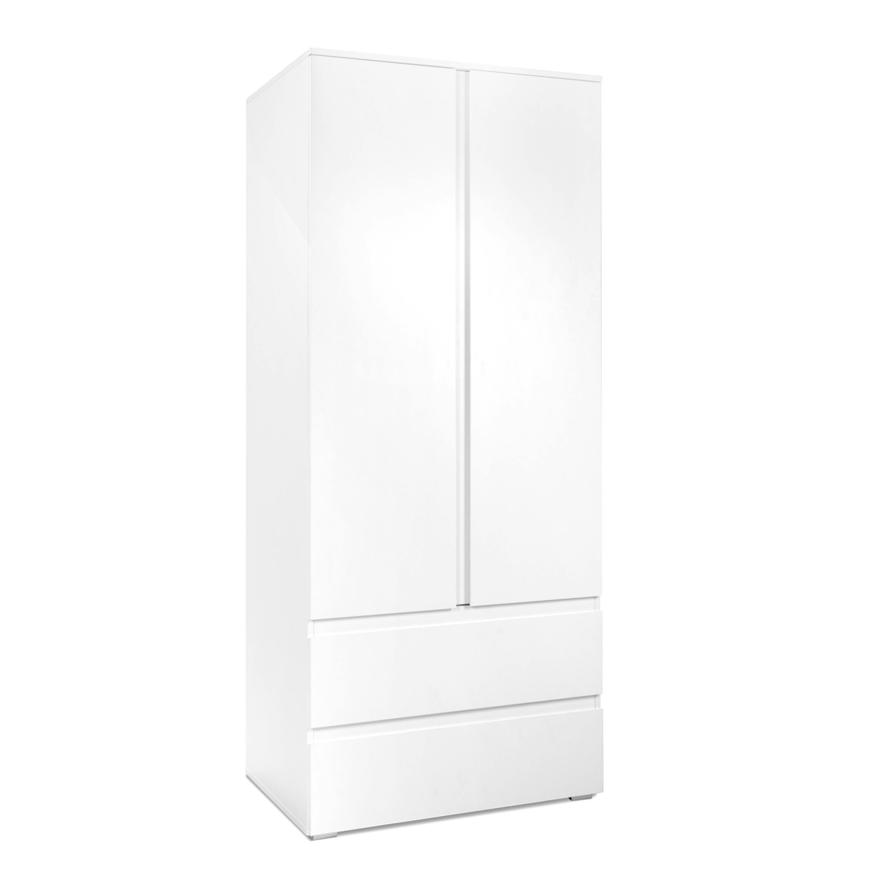 Armoire penderie blanche 2 portes 2 tiroirs ALVA