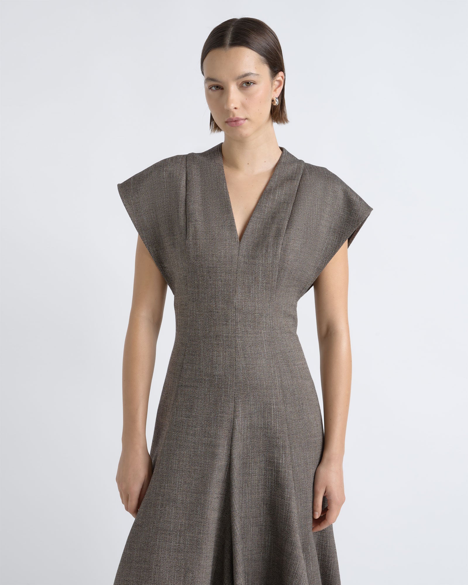 V-Neck A-Line Midi Dress