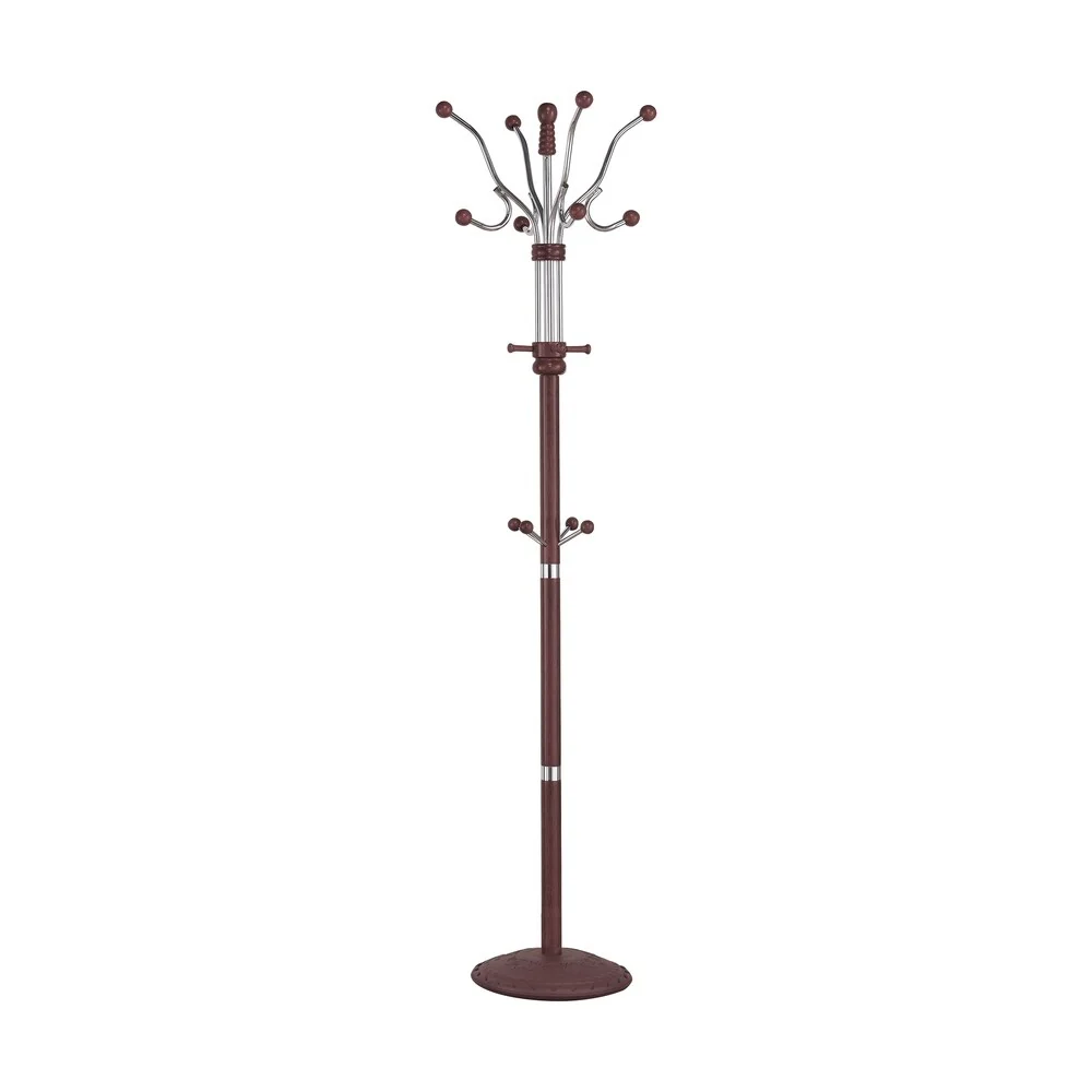 Acme Hubert Metal and Wood Coat Rack in Cherry with Swivel Top