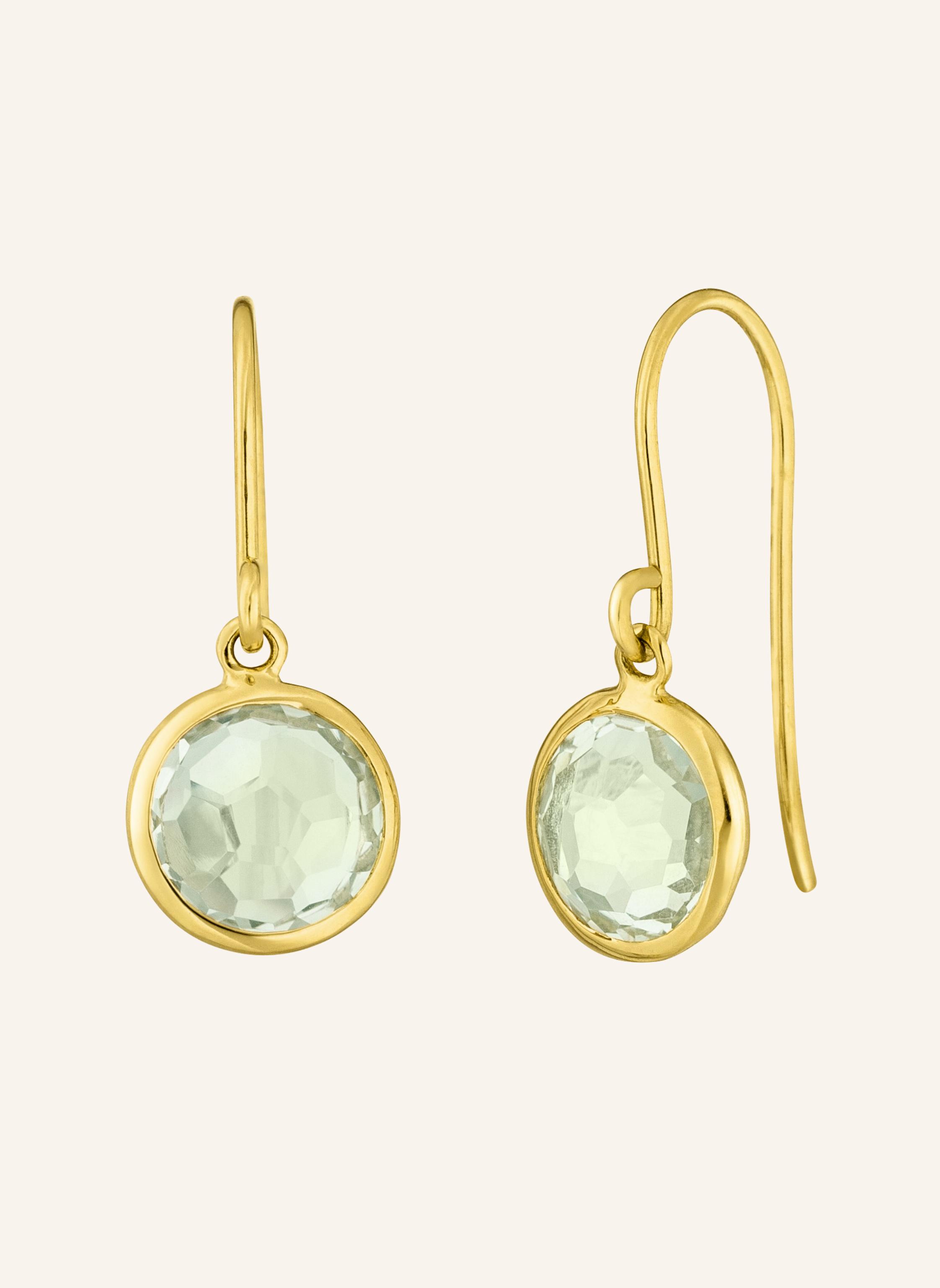 Leaf Ohrhänger GREEN AMETHYST aus 14 Karat Gelbgold